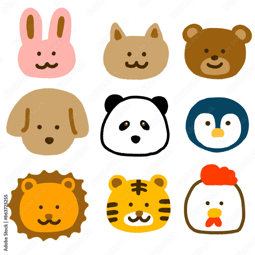 いろいろな動物の顔のセット いろいろな動物の顔のセット