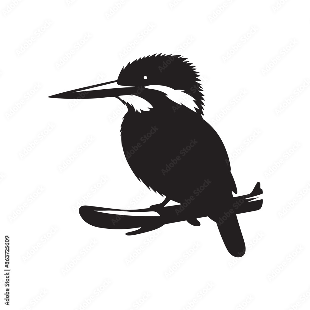 Fototapeta premium Kingfisher silhouette element - minimallest kingfisher vector 