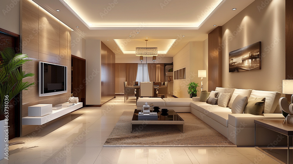 Fototapeta premium Modern Drawing Room Living Space Interior Design Stock Photo