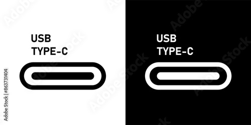 USB Type-C icon symbol USB Type-C cable connection for mobile phones.