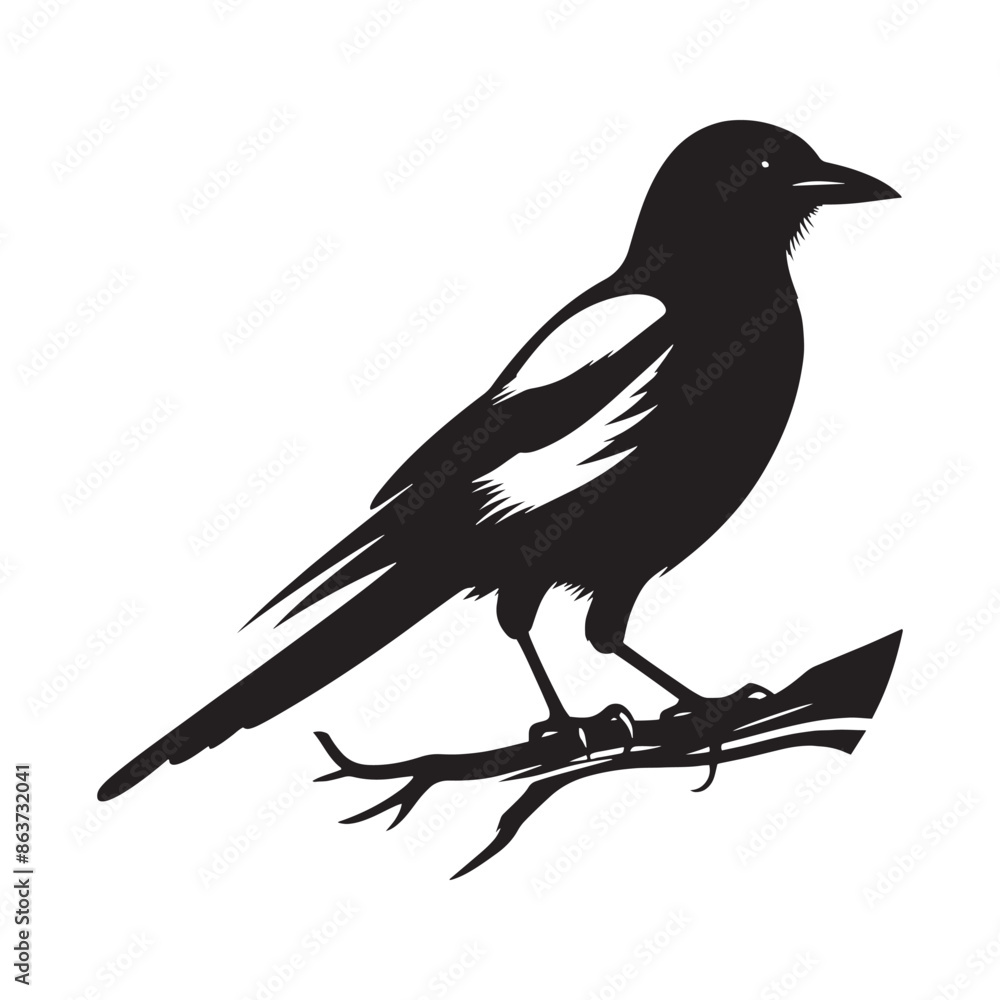 Obraz premium Magpie silhouette shape variation - minimallest magpie vector