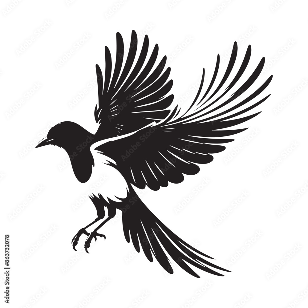 Fototapeta premium Magpie silhouette emblem design - magpie illustration - magpie black vector