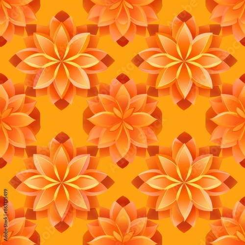 Vibrant Orange Floral Pattern. Seamless Design for Textiles, Wallpaper, and Digital Backgrounds