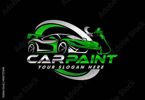 car paint logo emblem template with black background
