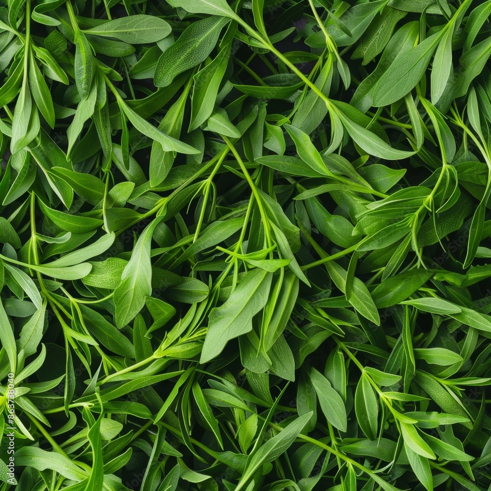 Estragon twigs, tarragon sprigs, fresh artemisia dracunculus grass, green spice leaves banner illustration Estragon twigs, tarragon sprigs, fresh artemisia dracunculus grass, green spice leaves banner illustration