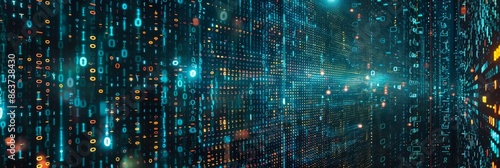 Wallpaper Mural Data code binary background, digital binary data on computer screen, matrix pattern, cyberspace, bigdata banner Torontodigital.ca