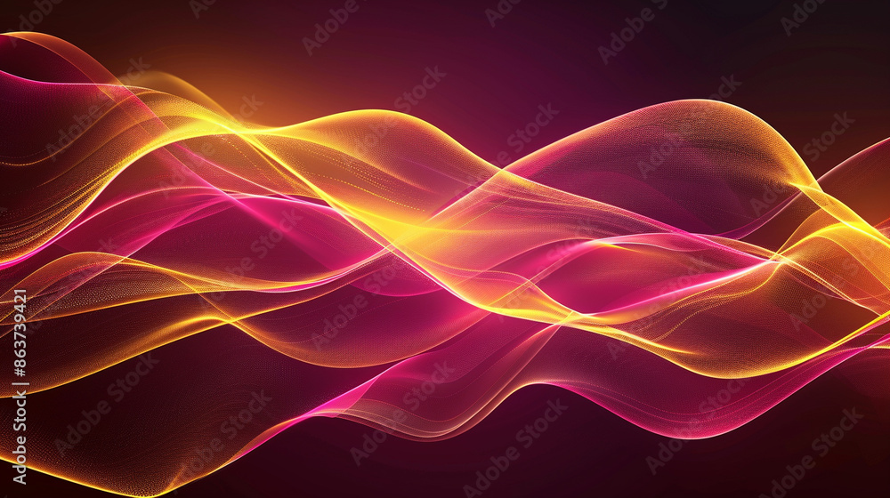 Obraz premium Maroon and Yellow Neon Wave Background 