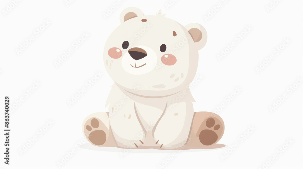 Fototapeta premium A white polar bear sitting on the ground