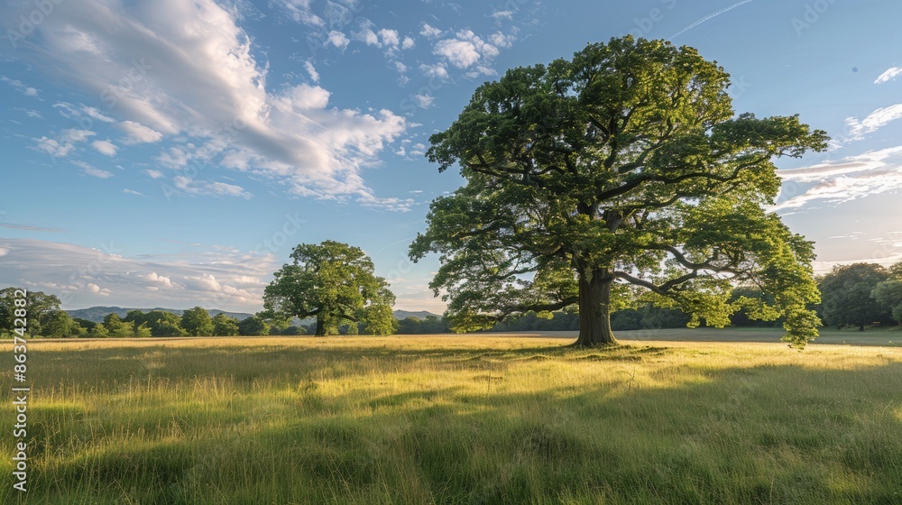 Obraz premium Field with Big Trees