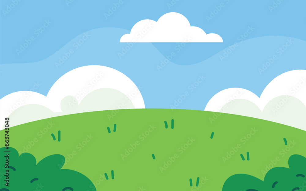Obraz premium Green field landscape background