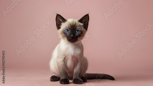 A cute Siamese kitten sitting © pholkrit