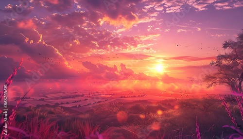 Wallpaper Mural sunset in the field Torontodigital.ca