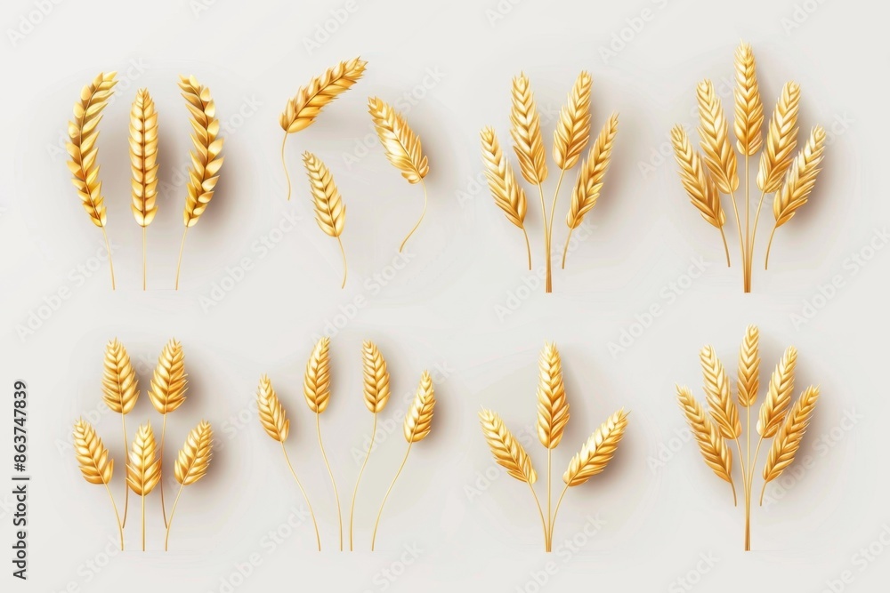 Wheat icon, rye ears sign, barley emblem, oats, cereals symbol, wheat ear, seeds, corns set Wheat icon, rye ears sign, barley emblem, oats, cereals symbol, wheat ear, seeds, corns set