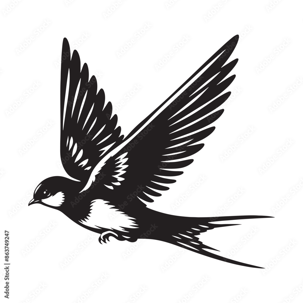 Fototapeta premium Simplified swallow silhouette - minimallest swallow design 
