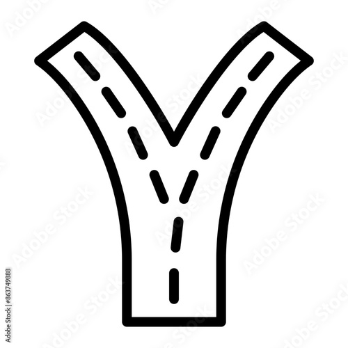 Road Split Vector Line Icon design