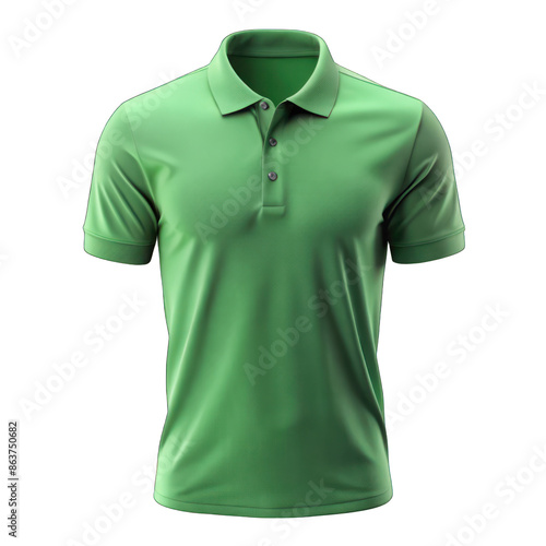 Mockup of green polo t-shirt isolated on transparent background