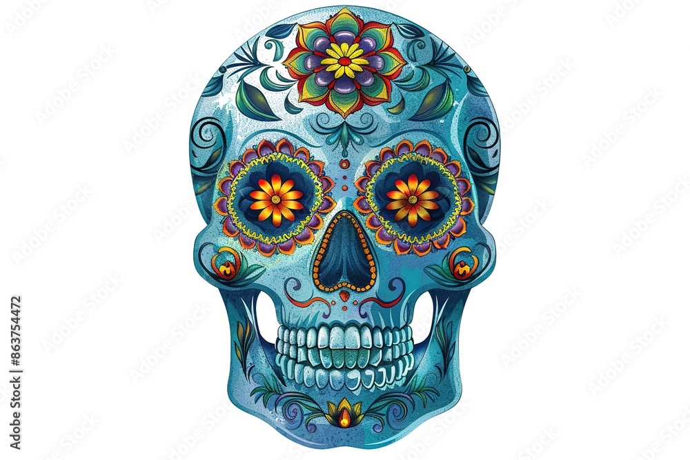 Sugar Skulls. Day of the Dead Skull, isolated on white background. Dia de los Muertos. Mexican sugar skull. Design element for logo, emblem, sign, poster, card, Sugar Skulls. Day of the Dead Skull, isolated on white background. Dia de los Muertos. Mexican sugar skull. Design element for logo, emblem, sign, poster, card,