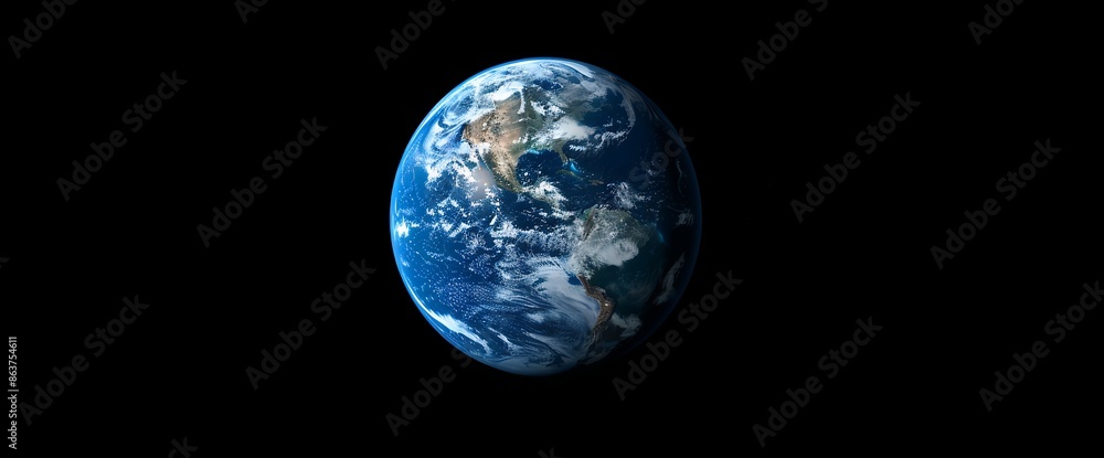 Fototapeta premium earth view, blue planet earth with space background, high resolution photography, insanely detailed, fine details, isolated on black solid color background, stock photo, professional color grading, hy