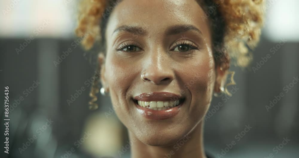 Gym, woman and athlete face of coach in fitness, wellness and health center for workout and job. Portrait, happy and confidence of personal trainer with smile and sport ready for training work Gym, woman and athlete face of coach in fitness, wellness and health center for workout and job. Portrait, happy and confidence of personal trainer with smile and sport ready for training work