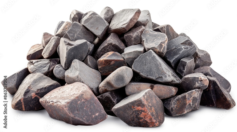 side view on pile of rocks isolated on white background side view on pile of rocks isolated on white background