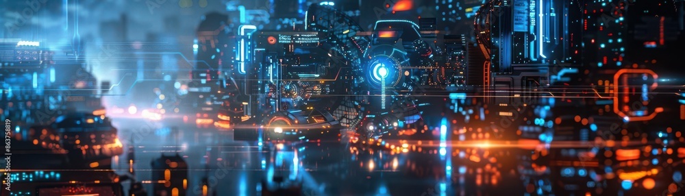A backdrop filled with futuristic technology A backdrop filled with futuristic technology