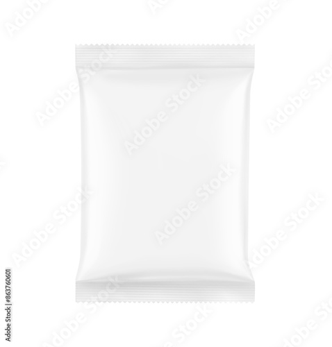Blank realistic pillow bag mockup. Front view. Vector illustration isolated on white background. Perfect to create your final pack shot. EPS10