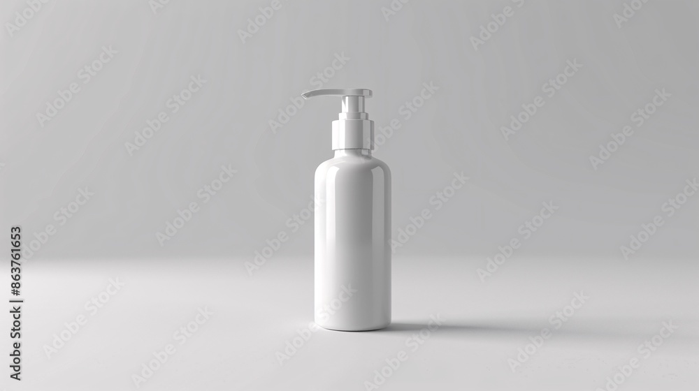 A clear empty container for beauty products, shown in a 3D image, suitable for dispensing creams, soups, and froths. A clear empty container for beauty products, shown in a 3D image, suitable for dispensing creams, soups, and froths.