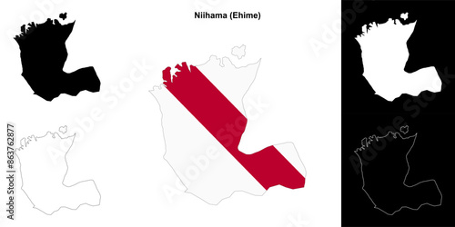 Niihama (Ehime) outline map set photo