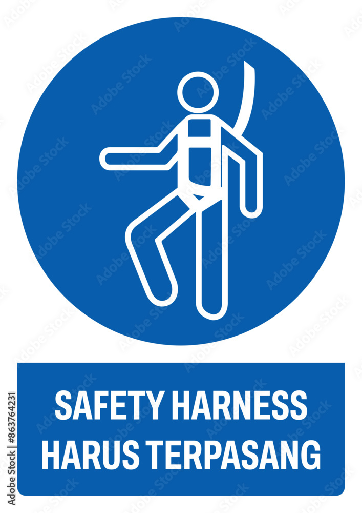 ISO mandatory safety signs v2 in indonesian_safety harness harus terpasang size a4/a3/a2/a1 ISO mandatory safety signs v2 in indonesian_safety harness harus terpasang size a4/a3/a2/a1