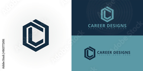 Abstract initial hexagon letters CD or DC logo in blue color isolated on multiple background colors. The logo is suitable for business and educational logo vector design illustration inspiration