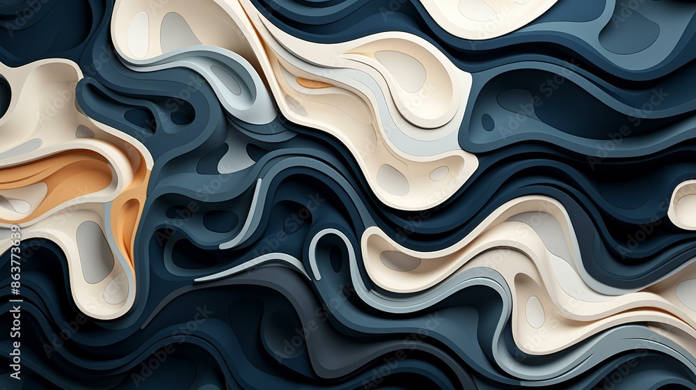 Highquality cell texture with fluid lines and intricate structures in a sophisticated, flat design.