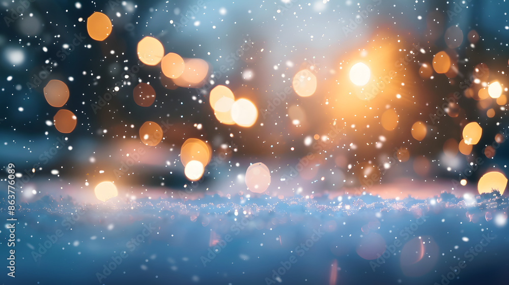 A captivating image of gentle snowfall with warm bokeh lights creating a magical atmosphere. Ideal for winter-themed projects and festive designs. A captivating image of gentle snowfall with warm bokeh lights creating a magical atmosphere. Ideal for winter-themed projects and festive designs.