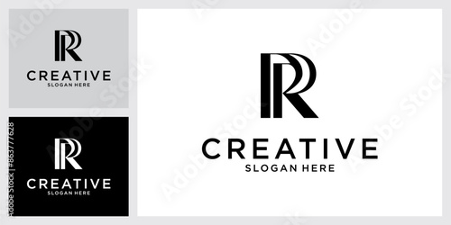 RR or R initial letter logo design vector