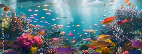 Colorful coral reef teeming with marine life, 4K hyperrealistic photo 4K Video
