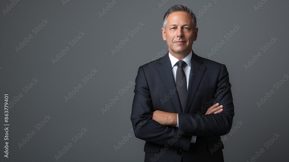 A polished and professional portrait of a business executive in a modern studio setting. The background is a seamless, neutral gray backdrop that emphasizes the subject's presence and professionalism. A polished and professional portrait of a business executive in a modern studio setting. The background is a seamless, neutral gray backdrop that emphasizes the subject's presence and professionalism.