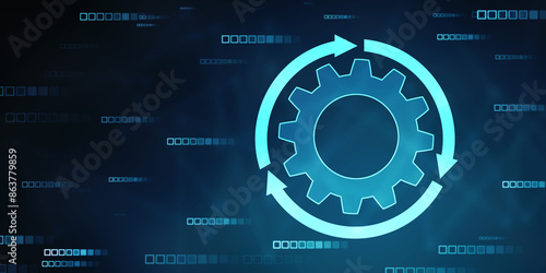 Update icon with binary codes on technology abstract background, Update System Upgrade Software version technology concept
