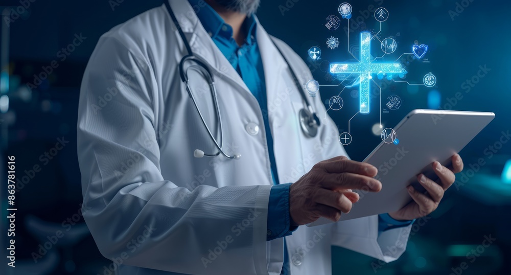Doctor Utilizing Digital Healthcare Technology Doctor Utilizing Digital Healthcare Technology