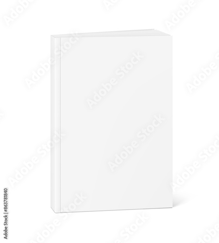 Blank softcover book mockups. Vector illustration isolated on white background. It can be used for promo, catalogs, brochures, magazines, etc. Ready for your design. EPS10.