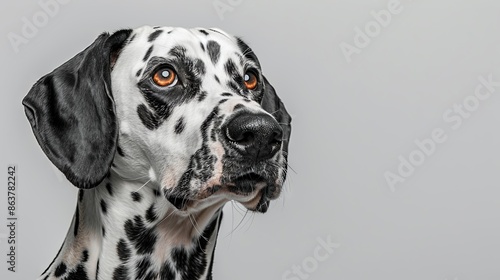 Cute Dalmatian Dog studio shot with white background