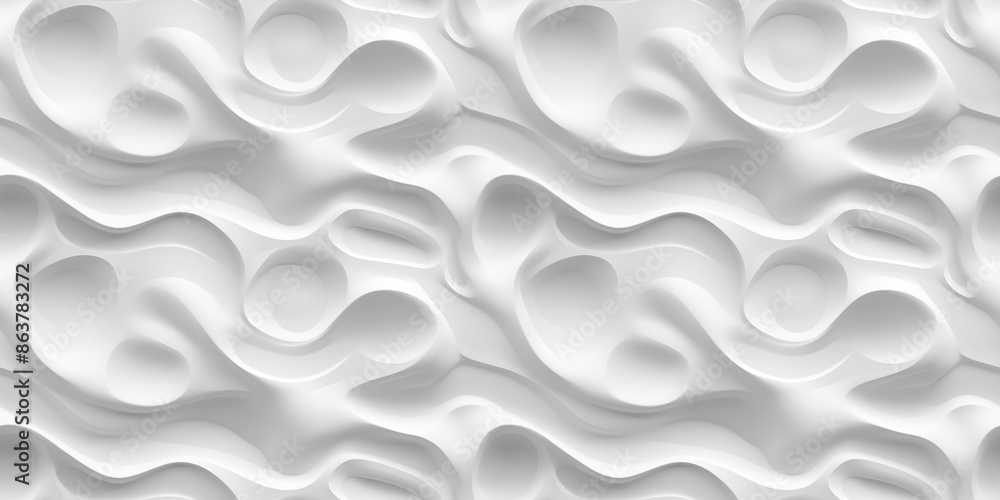 Organic Shapes Background, White 3d Seamless Pattern, Soft Wavy Texture, Embossed Paint Organic Shapes Background, White 3d Seamless Pattern, Soft Wavy Texture, Embossed Paint