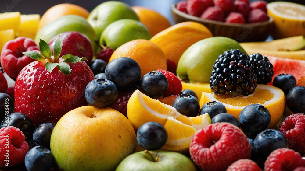 Fresh fruit on display at hotel breakfast buffet catering Fresh fruit on display at hotel breakfast buffet catering