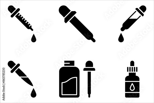 Dropper icon set. Pipette signs set. Sign design. Vector illustration on white background