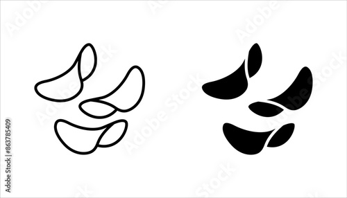 Potato chips line icon set. Salty snacks vector symbol. vector illustration on white background