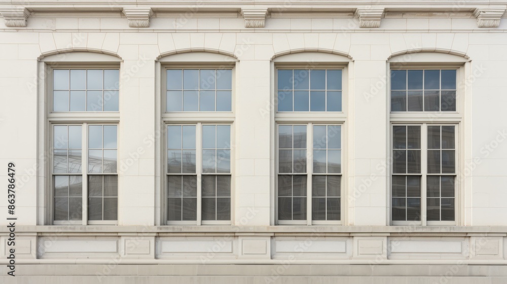 Multiple closed windows on a large office building. Multiple closed windows on a large office building.