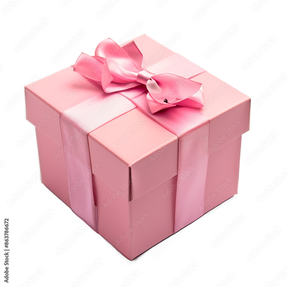 Fototapeta premium Luxury box tied with a white ribbon on transparent background.