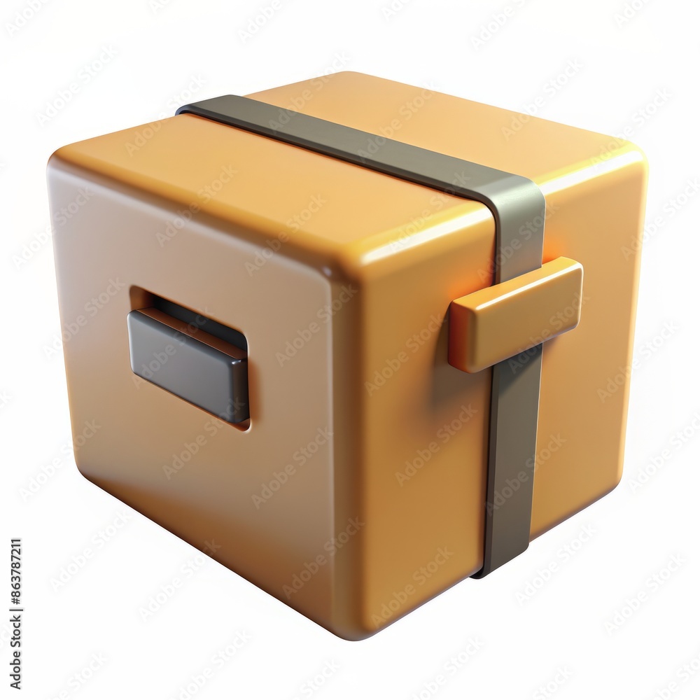 3D Render of a Cardboard Moving Box, on isolated white background, Generative AI 3D Render of a Cardboard Moving Box, on isolated white background, Generative AI