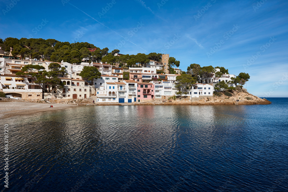 Fototapeta premium Mediterranean coastline traditional village of Begur. Girona, Catalonia. Spain