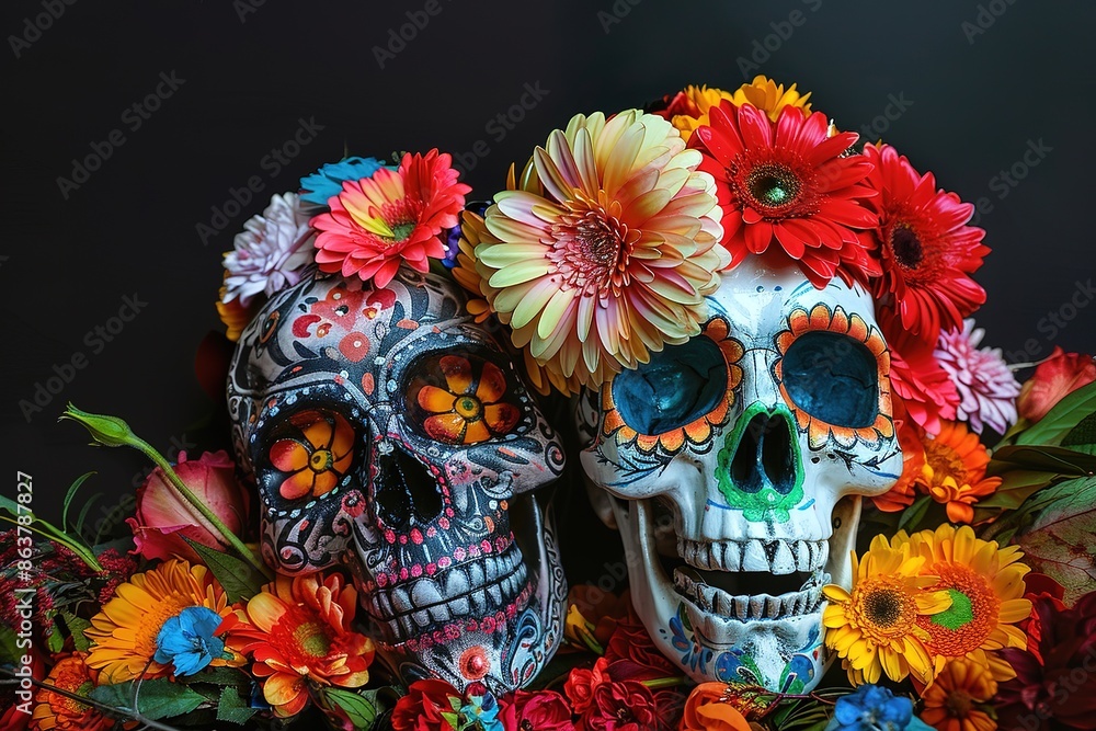 Skull decorated in offering day of the dead Mexico Skull decorated in offering day of the dead Mexico