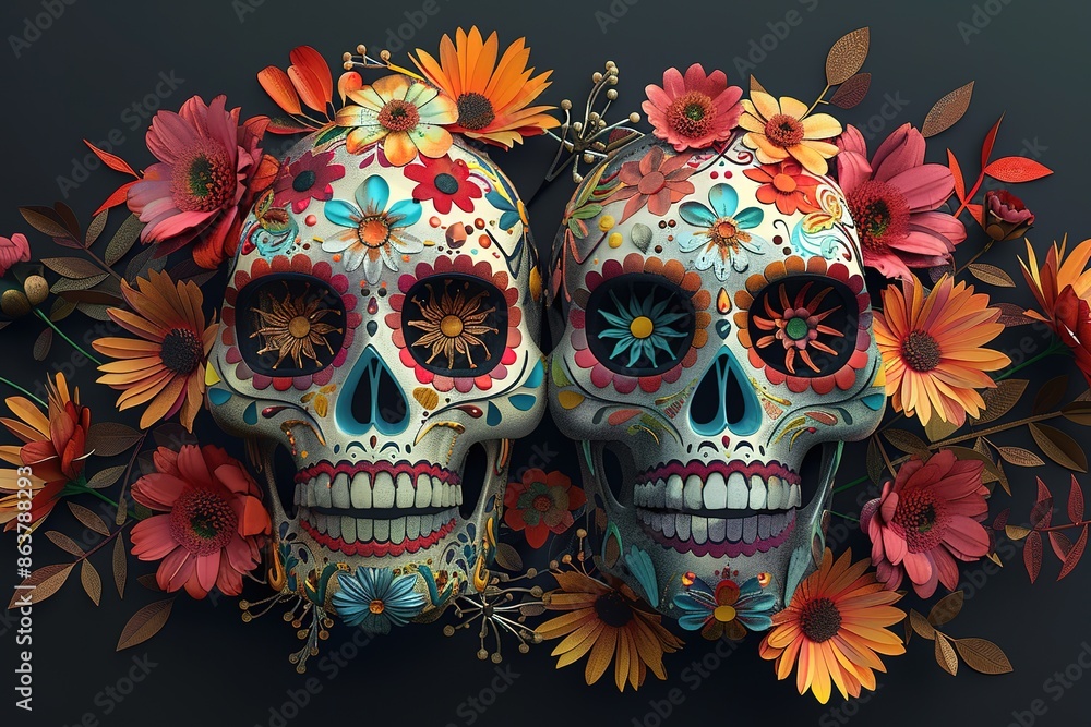 Funky pattern Day of the Dead, Dia de los muertos Funky pattern Day of the Dead, Dia de los muertos