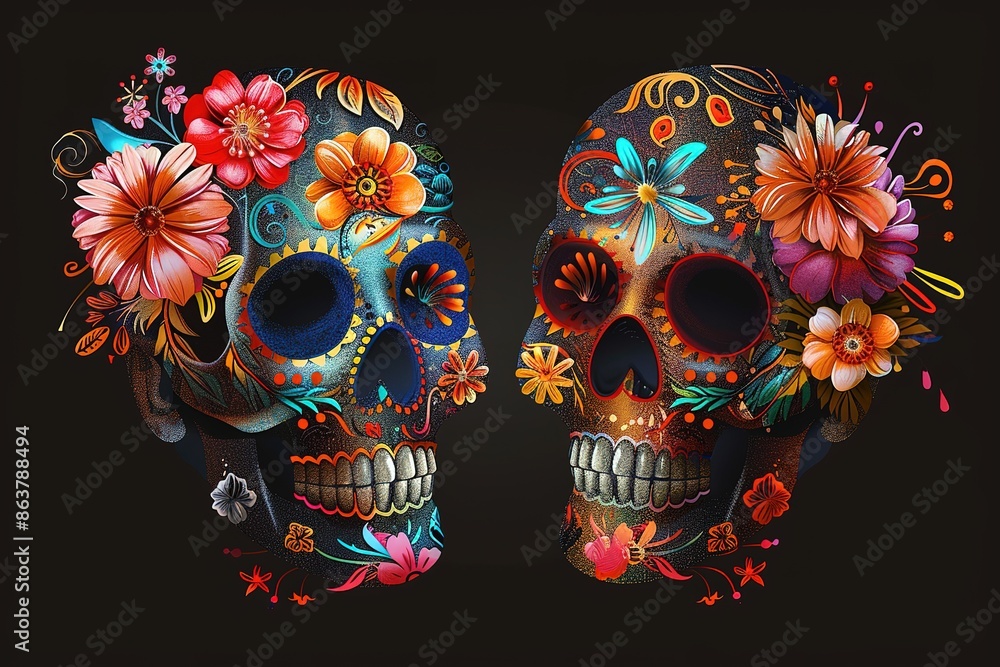 Funky pattern Day of the Dead, Dia de los muertos Funky pattern Day of the Dead, Dia de los muertos